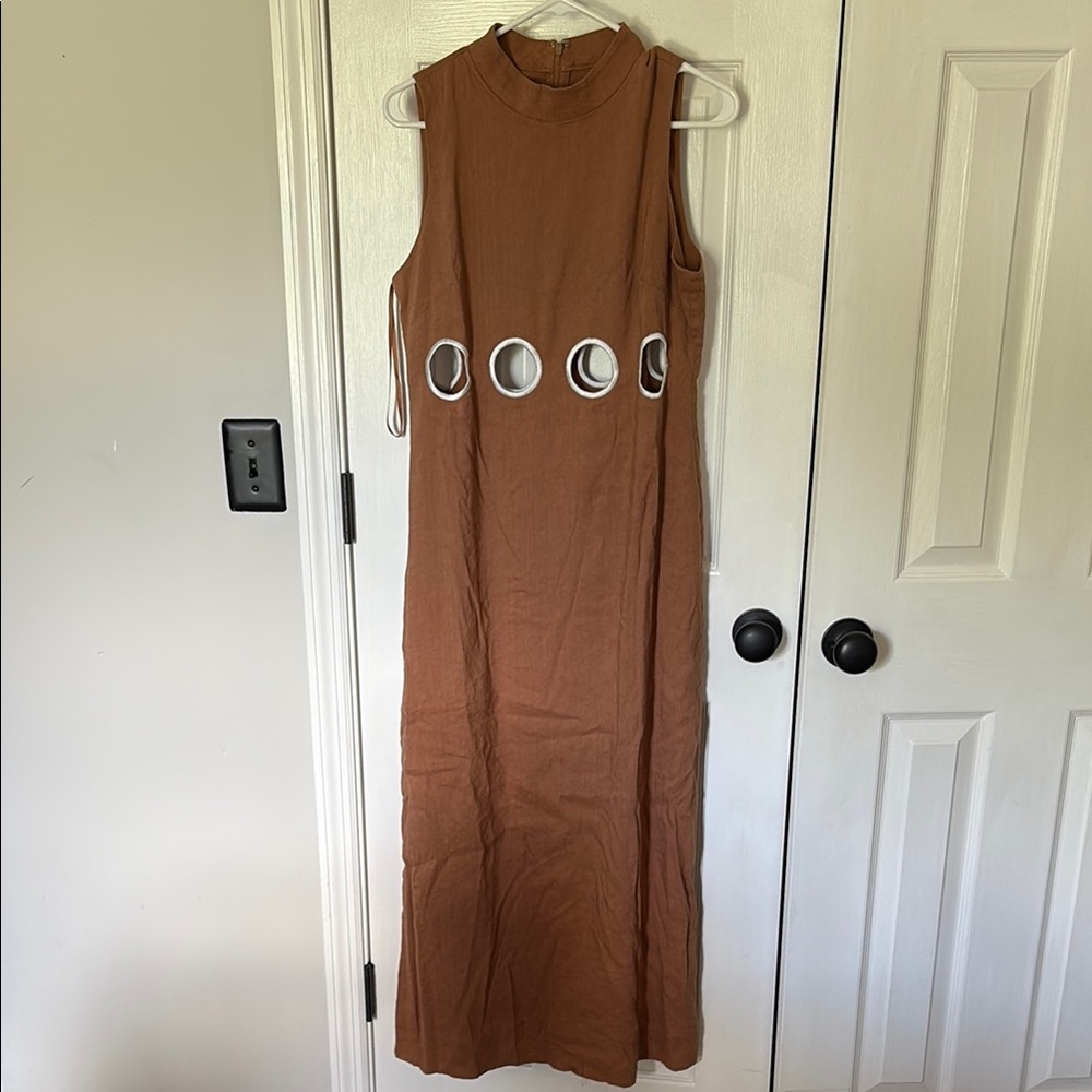 ANTONIO MELANI Orange Sheath Maxi Dress Mock Neck